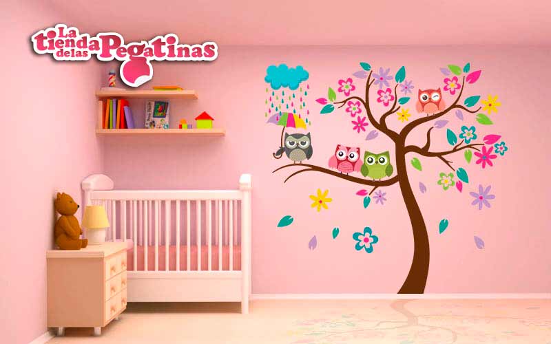 dekodino® color blanco diseño de acuarela con pájaros en rama Pegatinas para ventana de habitación infantil