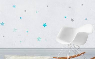 120 Hermosas estrellas en vinilo autoadhesivo en Colores verdes, azules y grises