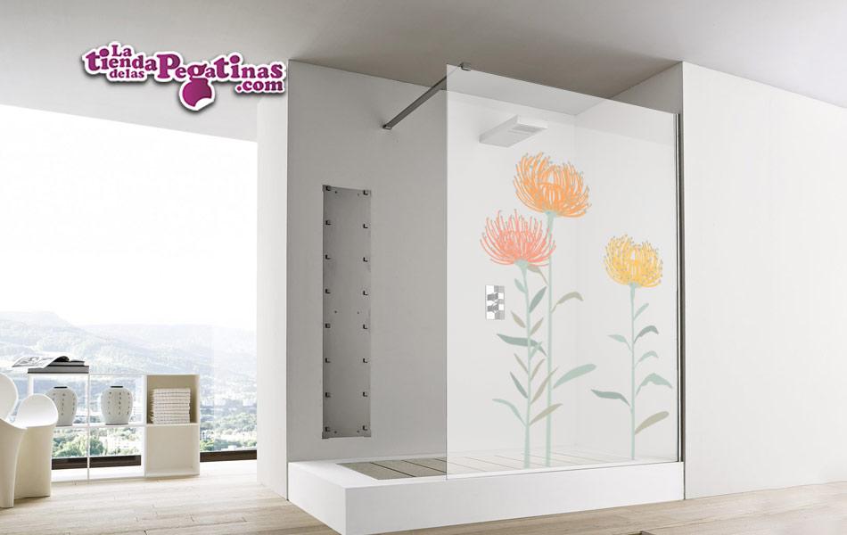 Vinilo para Cristal Mampara Ducha de Flores