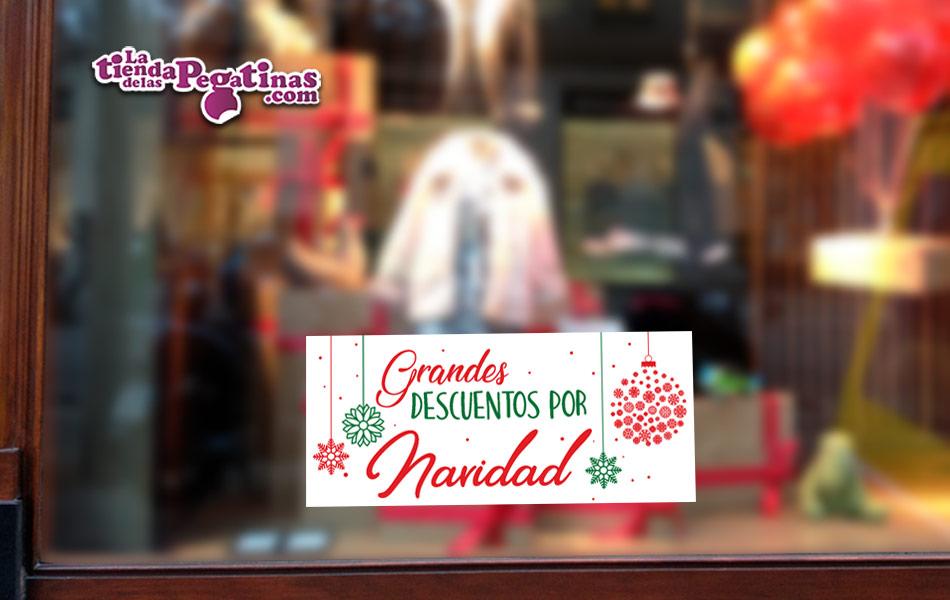 Cartel de Rebajas Grandes Descuentos de Navidad tiendas cristalera