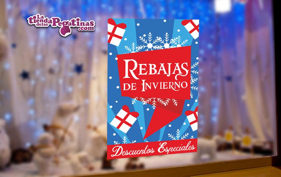 Cartel de Rebajas de Invierno en Papel tiendas escaparates