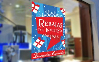 Cartel de Rebajas de Invierno en Papel tiendas escaparates