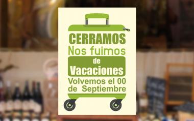 Cartel Cerramos por Vacaciones en Papel