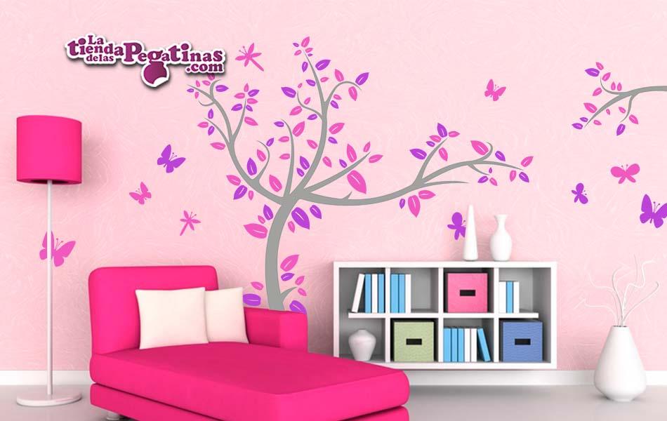 Vinilo decorativo árbol con mariposas