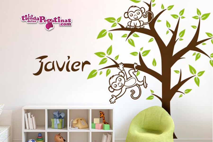 Vinilo Árbol infantil con monitos