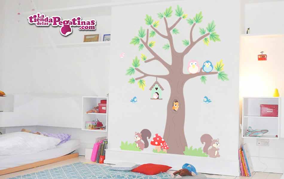 Vinilo infantil Árbol con ardillas