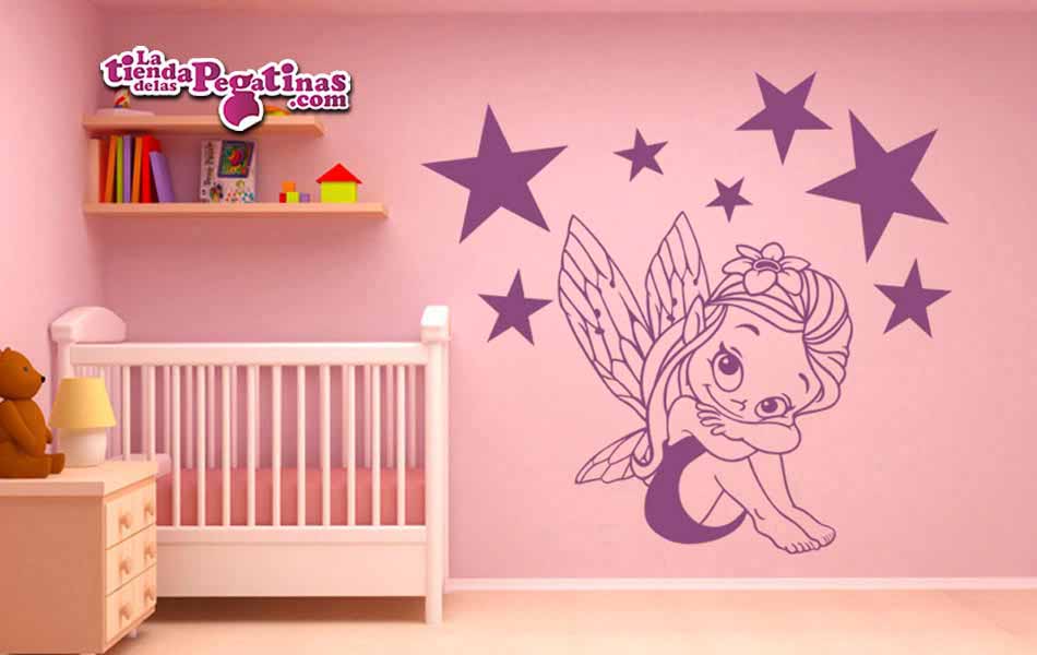 Vinilo infantil Hada con estrellas