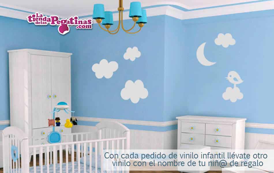 Vinilo infantil Nubes y Luna