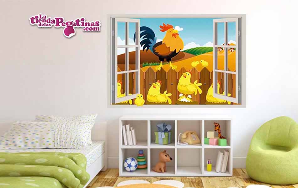 Vinilo infantil Ventana a la granja