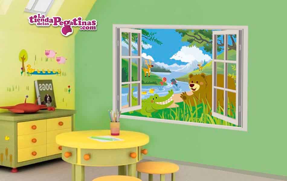 Vinilo - Ventana animales del bosque 2