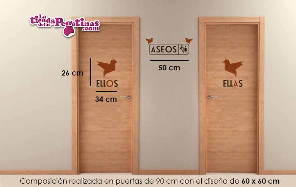 Vinilo decorativo Puerta baño pájaros