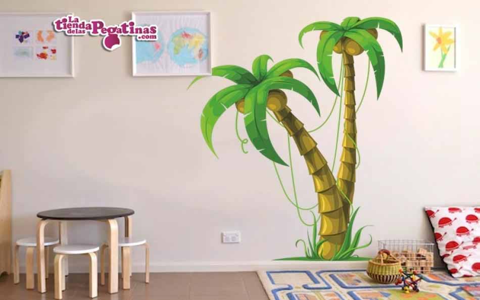 Vinilo decorativo para sala de pared, diseño de palmeras tropicales AS1621