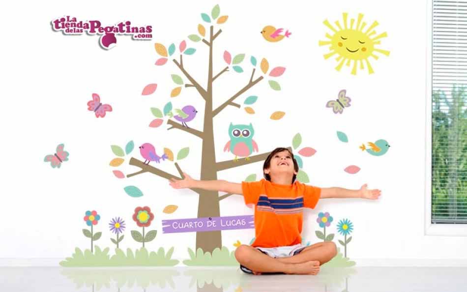 Vinilo infantil - Árbol con pájaros