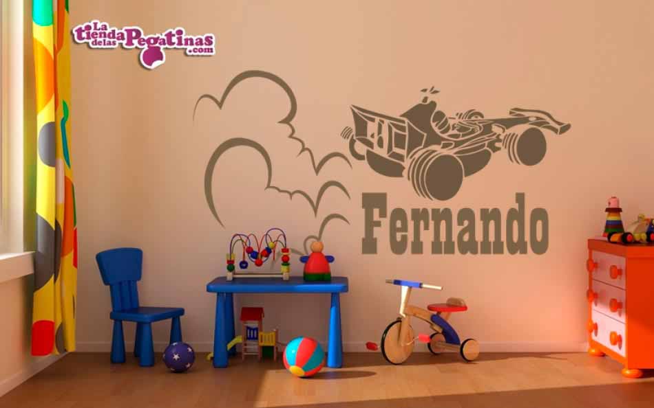 Vinilo infantil Formula uno personalizado